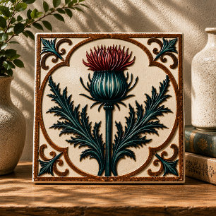 William Morris skotsk tistel vintage blommig Kakelplatta