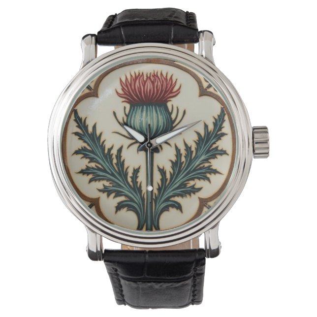 William Morris skotsk tistel vintage blomster  Armbandsur (Framsida)