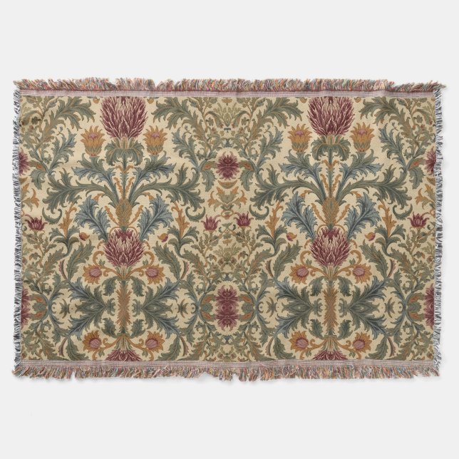 William Morris skotsk tistel vintage blomster  Filt (Framsidan)