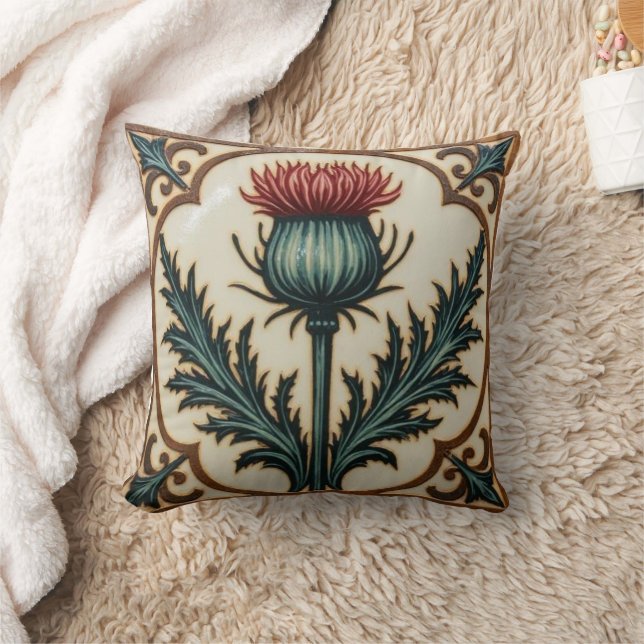 William Morris skotsk tistel vintage blomster  Kudde (Filt)