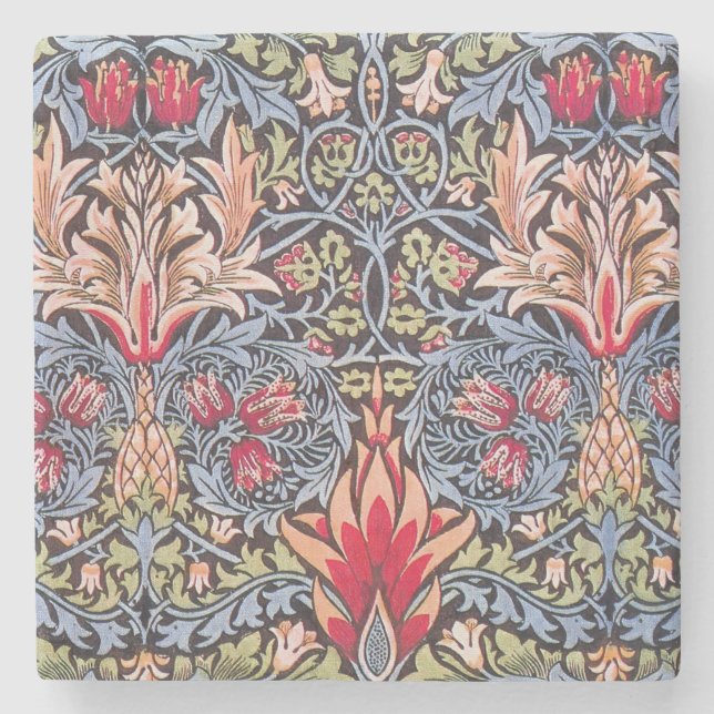 William Morris Snakeshead Blommigt Art nouveau Stenunderlägg (Framsidan)