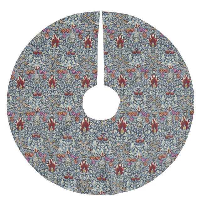 William Morris Snakeshead Blommigt Classic Mörk bl Julgransmatta Borstad Polyester (Framsidan)