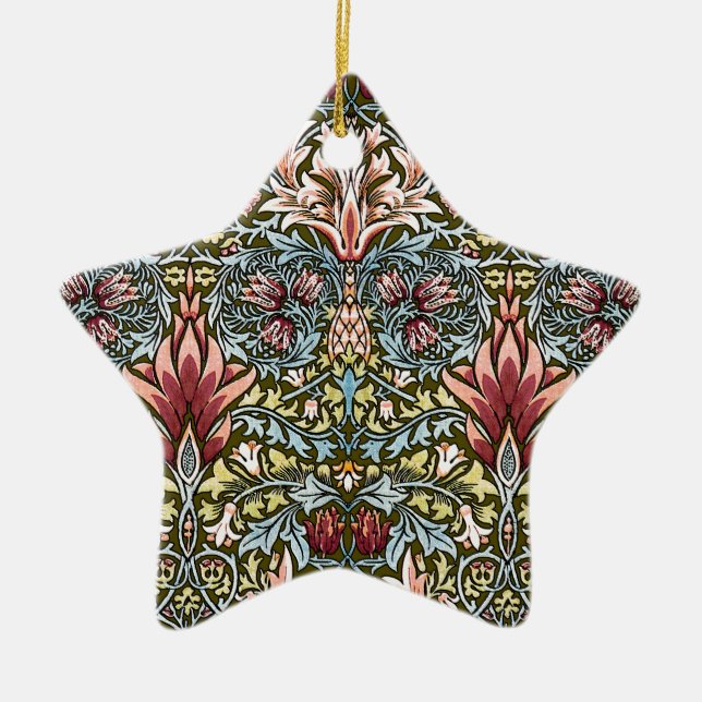 William Morris Snakeshead Blommönster Julgransprydnad Keramik (Framsidan)
