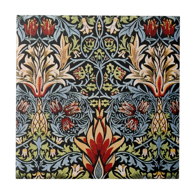 William Morris Snakeshead Blommönster Kakelplatta (Framsidan)