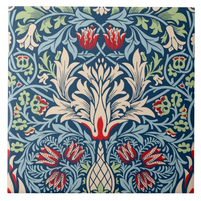 William Morris Snakeshead Fritillary Blommigt Desi Kakelplatta (Framsidan)