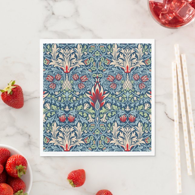 William Morris Snakeshead Fritillary Blommigt Desi Pappersservett (Insitu)