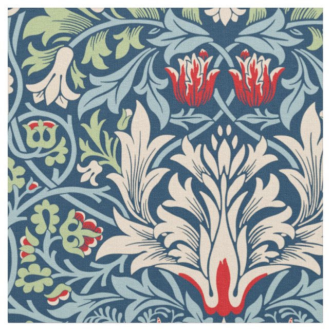 William Morris Snakeshead Fritillary Blommigt Desi Tyg (Närbild)