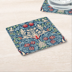 William Morris Snakeshead Fritillary Blommigt Desi Underlägg Papper Kvadrat
