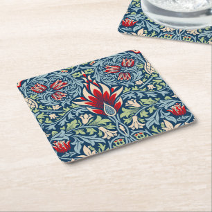 William Morris Snakeshead Fritillary Blommigt Desi Underlägg Papper Kvadrat