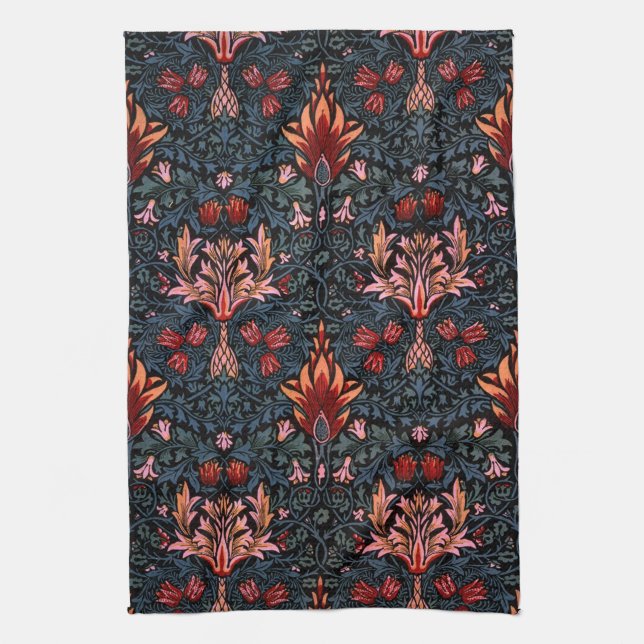 William Morris Snakeshead Mörk Mönster Kökshandduk (Vertikal)