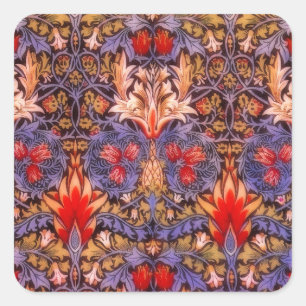 William Morris Snakeshead Vintage Blommigt Fyrkantigt Klistermärke