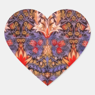 William Morris Snakeshead Vintage Blommigt Hjärtformat Klistermärke