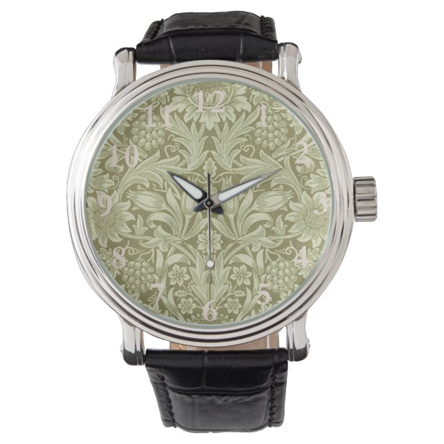 William Morris Solros Grönt Flower Armbandsur (Framsida)