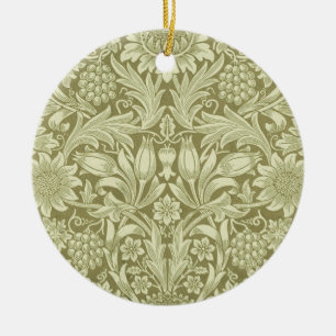 William Morris Solros Grönt Flower Julgransprydnad Keramik