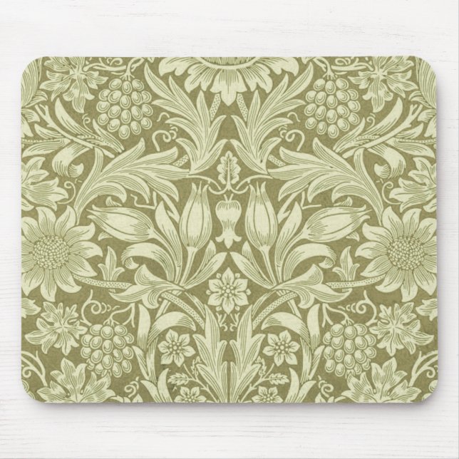 William Morris Solros Grönt Flower Musmatta (Framsidan)