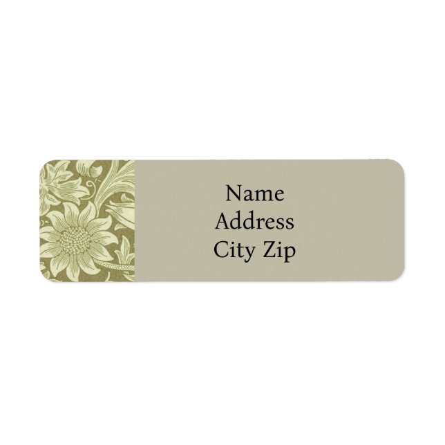 William Morris Solros Grönt Flower Returadress Etikett (Framsidan)