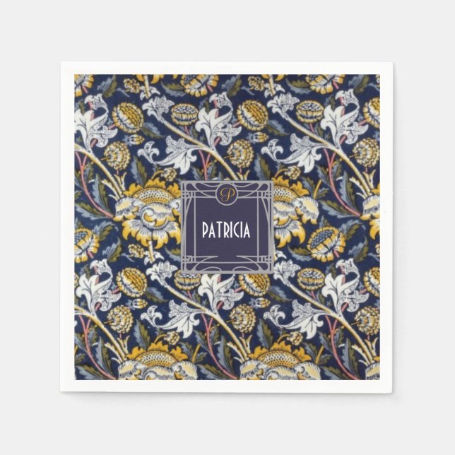 William Morris Solrosmonogram namn Pappersservett (Framsidan)