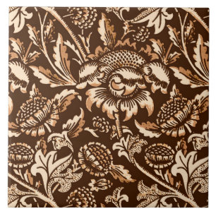 William Morris solrosor, choklad - brunt & beige Kakelplatta