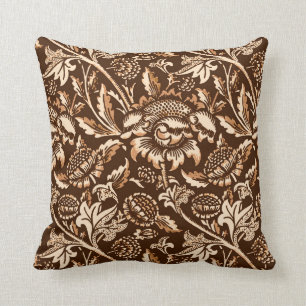 William Morris solrosor, choklad - brunt & beige Kudde