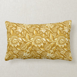 William Morris solrosor, senapsgult/guld Lumbarkudde
