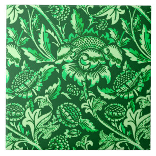 William Morris solrosor, smaragdgrönt Kakelplatta