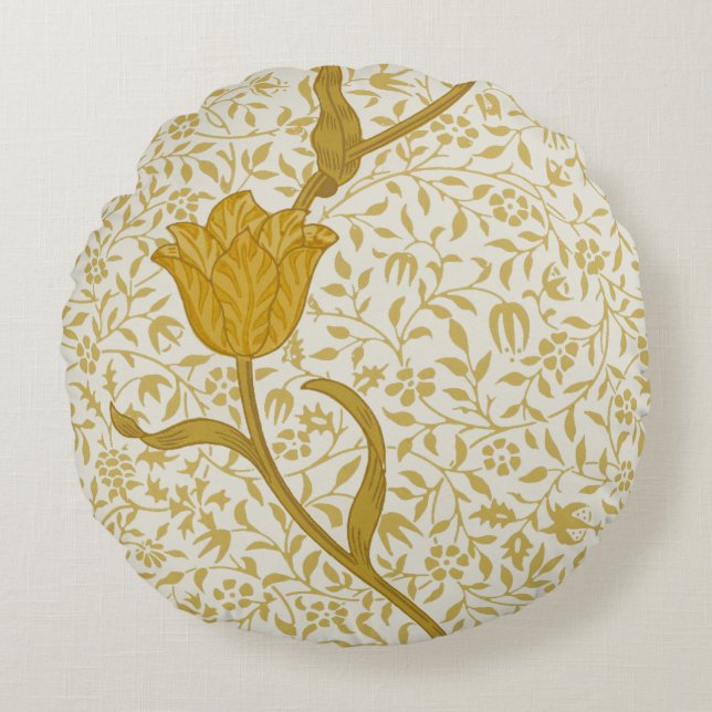 William Morris som den trädgårds- tulpan dämpar Rund Kudde (Framsidan)