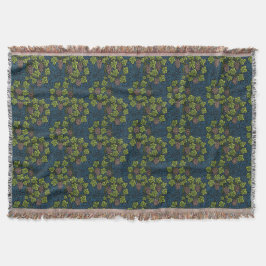 William Morris Sömlöst Druvvin Svart Mönster Filt