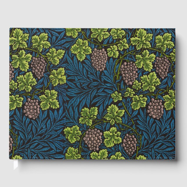 William Morris Sömlöst Druvvin Svart Mönster Gästböcker (Framsida)