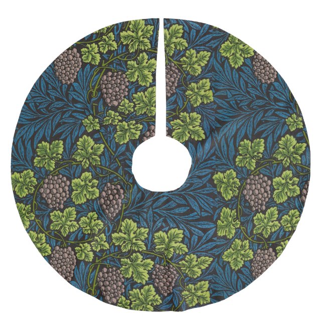 William Morris Sömlöst Druvvin Svart Mönster Julgransmatta Borstad Polyester (Framsidan)