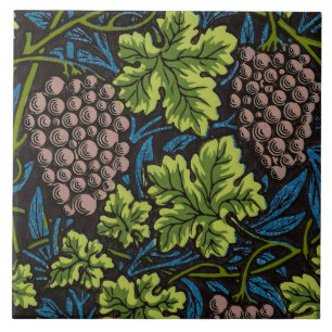 William Morris Sömlöst Druvvin Svart Mönster Kakelplatta