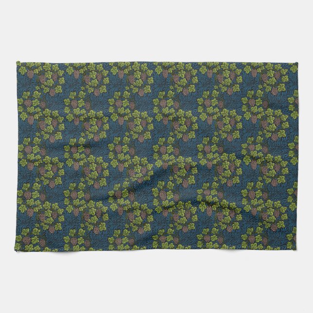 William Morris Sömlöst Druvvin Svart Mönster Kökshandduk (Horisontell)