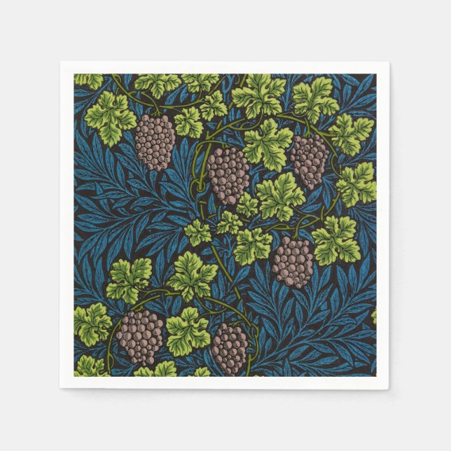William Morris Sömlöst Druvvin Svart Mönster Pappersservett (Framsidan)