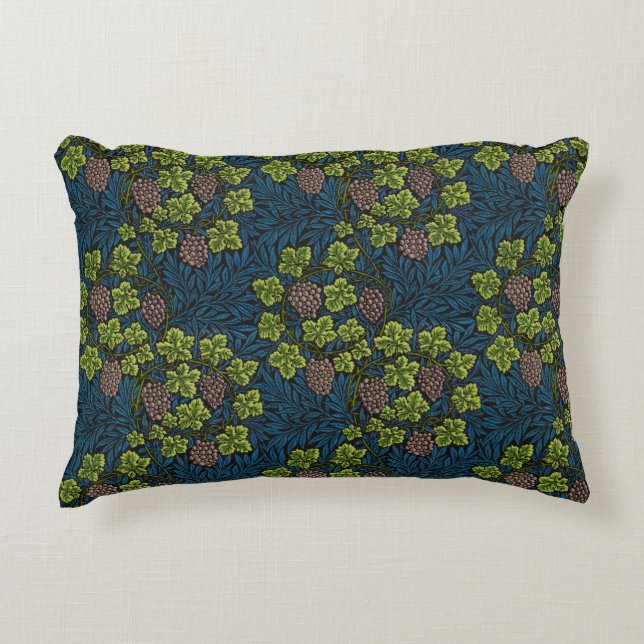 William Morris Sömlöst Druvvin Svart Mönster Prydnadskudde (Framsidan)