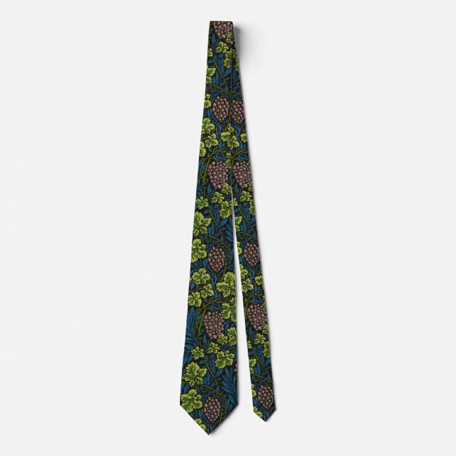 William Morris Sömlöst Druvvin Svart Mönster Slips (Framsida)