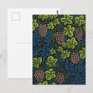 William Morris Sömlöst Druvvin Svart Mönster Vykort