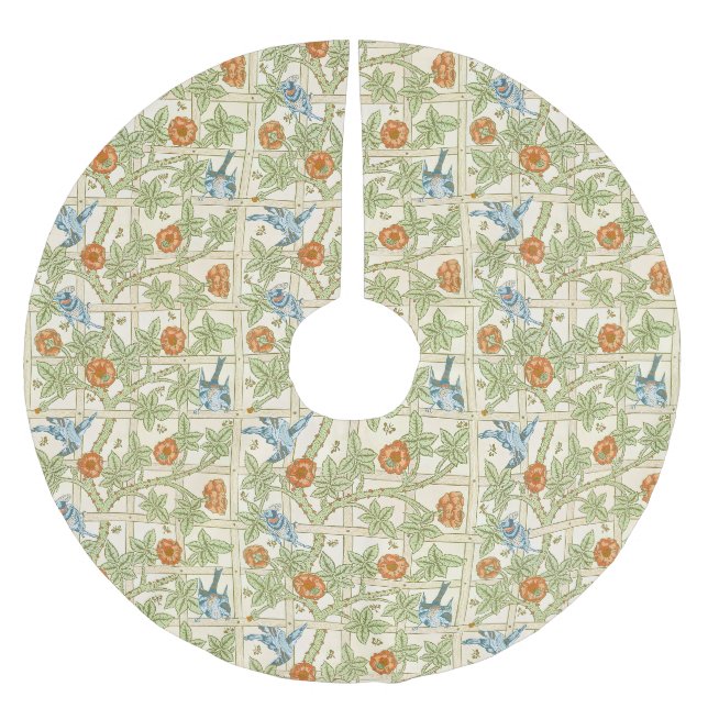 William Morris Sömlöst Gitter Rosmönster Julgransmatta Borstad Polyester (Framsidan)
