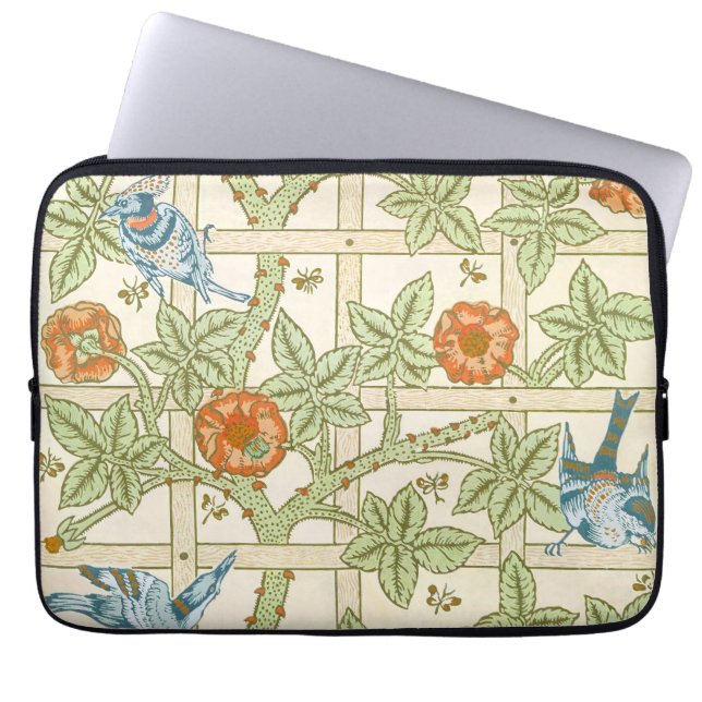 William Morris Sömlöst Gitter Rosmönster Laptop Fodral (Framsidan)