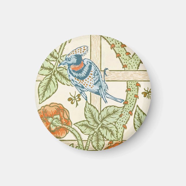 William Morris Sömlöst Gitter Rosmönster Magnet (Framsidan)