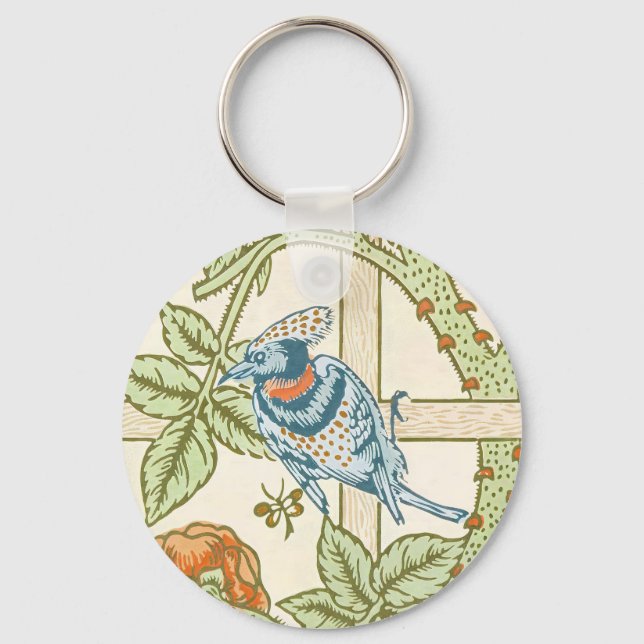 William Morris Sömlöst Gitter Rosmönster Nyckelring (Framsida)