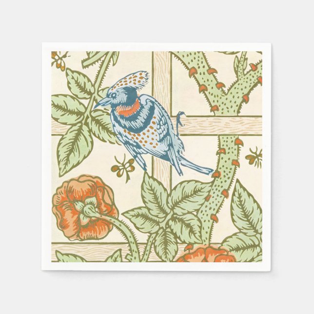 William Morris Sömlöst Gitter Rosmönster Pappersservett (Framsidan)