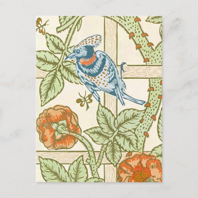 William Morris Sömlöst Gitter Rosmönster Vykort (Framsida)