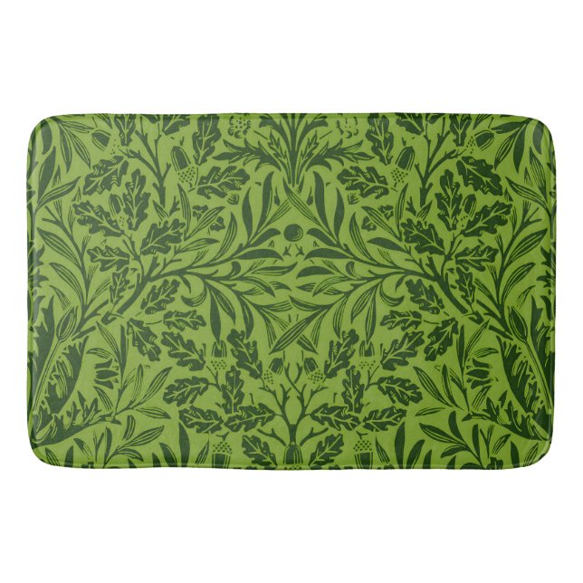 William Morris Sömlöst Grönt Ekbladsmönster Badrumsmatta (Framsidan)