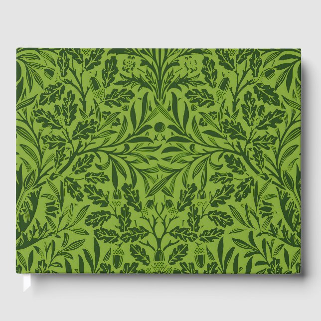 William Morris Sömlöst Grönt Ekbladsmönster Gästböcker (Framsida)
