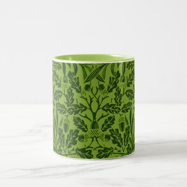 William Morris Sömlöst Grönt Ekbladsmönster Två-Tonad Mugg (Center)