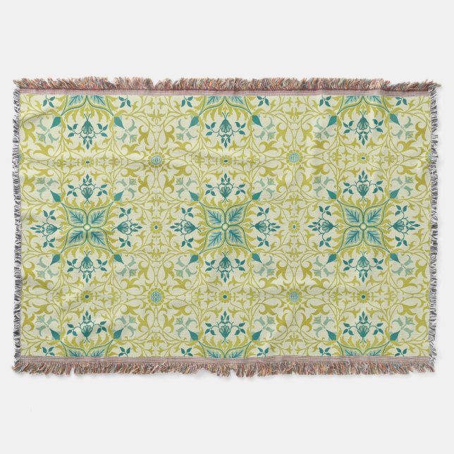 William Morris Sömlöst Tak Limegrönt Mönster Filt (Framsidan)