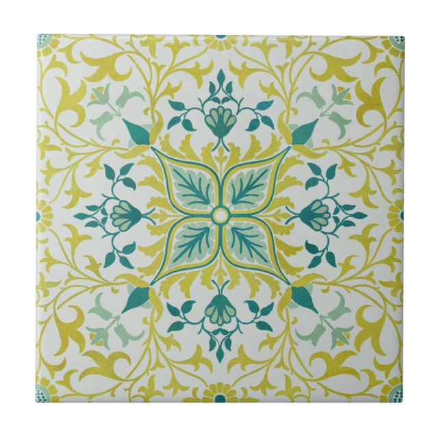 William Morris Sömlöst Tak Limegrönt Mönster Kakelplatta (Framsidan)