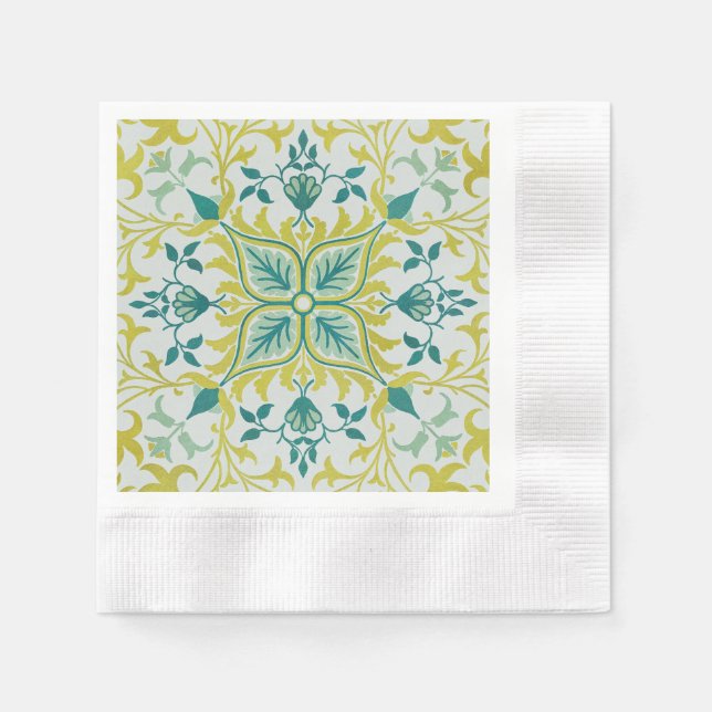 William Morris Sömlöst Tak Limegrönt Mönster Pappersservett (Framsidan)