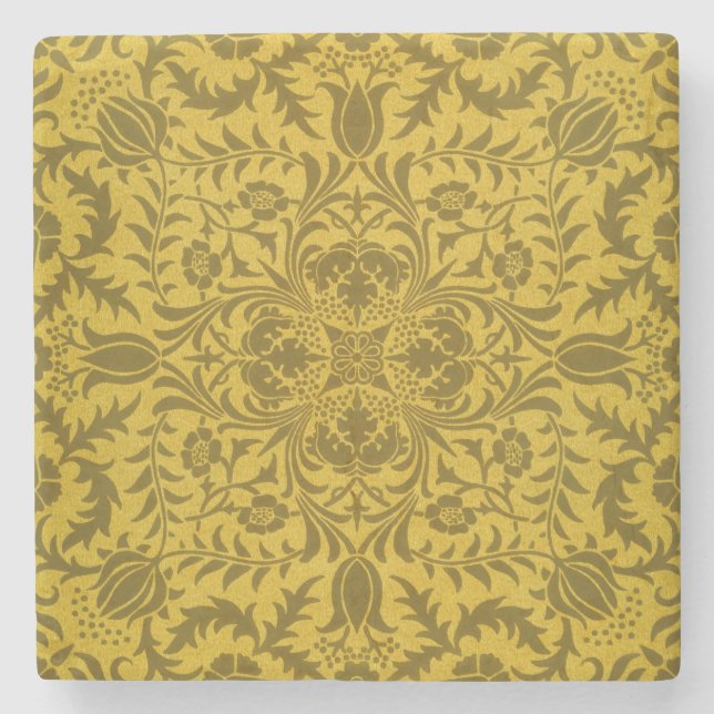 William Morris sömlöst vinrankemönster i guldgult Stenunderlägg (Framsidan)