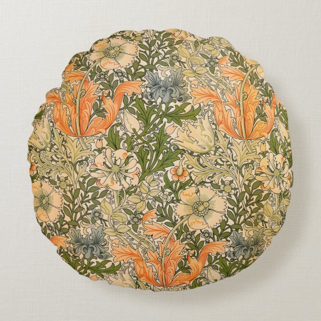 William Morris Spring Compton Flower Festival Rund Kudde (Framsidan)