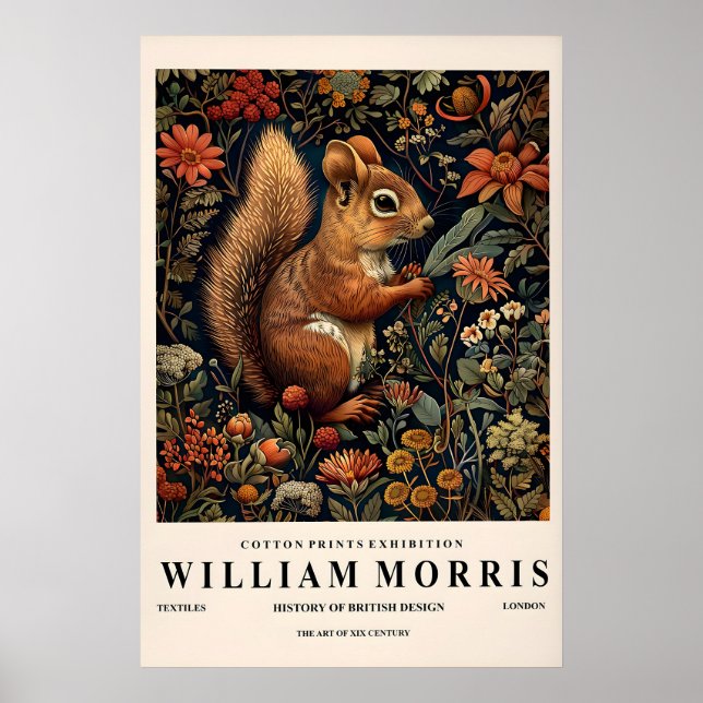William Morris Squirrel Print Botanical Poster (Framsidan)